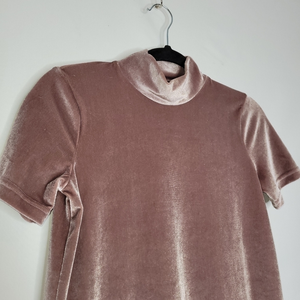Madewell Mauve Mock Neck Velvet Dress - Picture 6 of 12